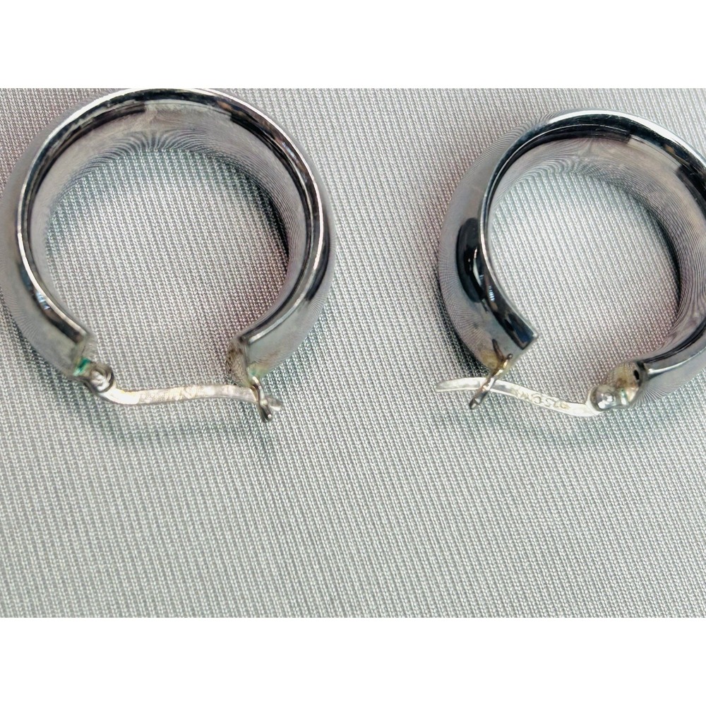 Sterling Silver‎ Hoop Earrings Pair .925 Thailand Jewelry - Picture 5 of 9